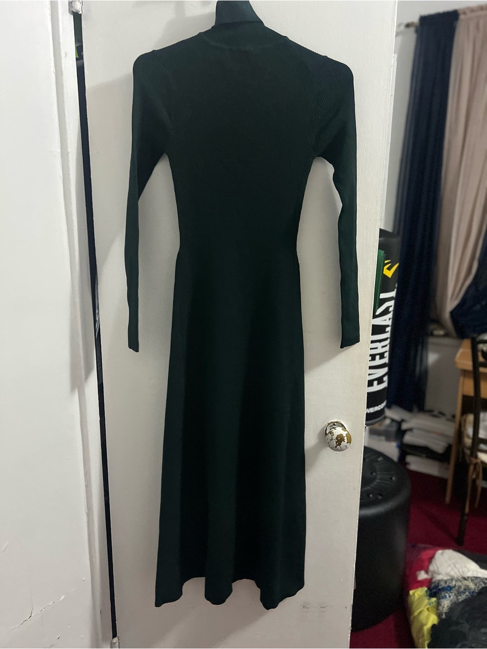 Zara Long-Sleeve Turtleneck Midi Dress in Dark Green